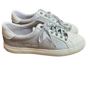 Nine West Best 3 Silver Sparkle Sneakers NEW Size 6